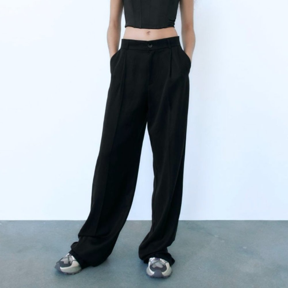 Zara High-waisted Wide Leg Full Length Pants NWT Sz. S